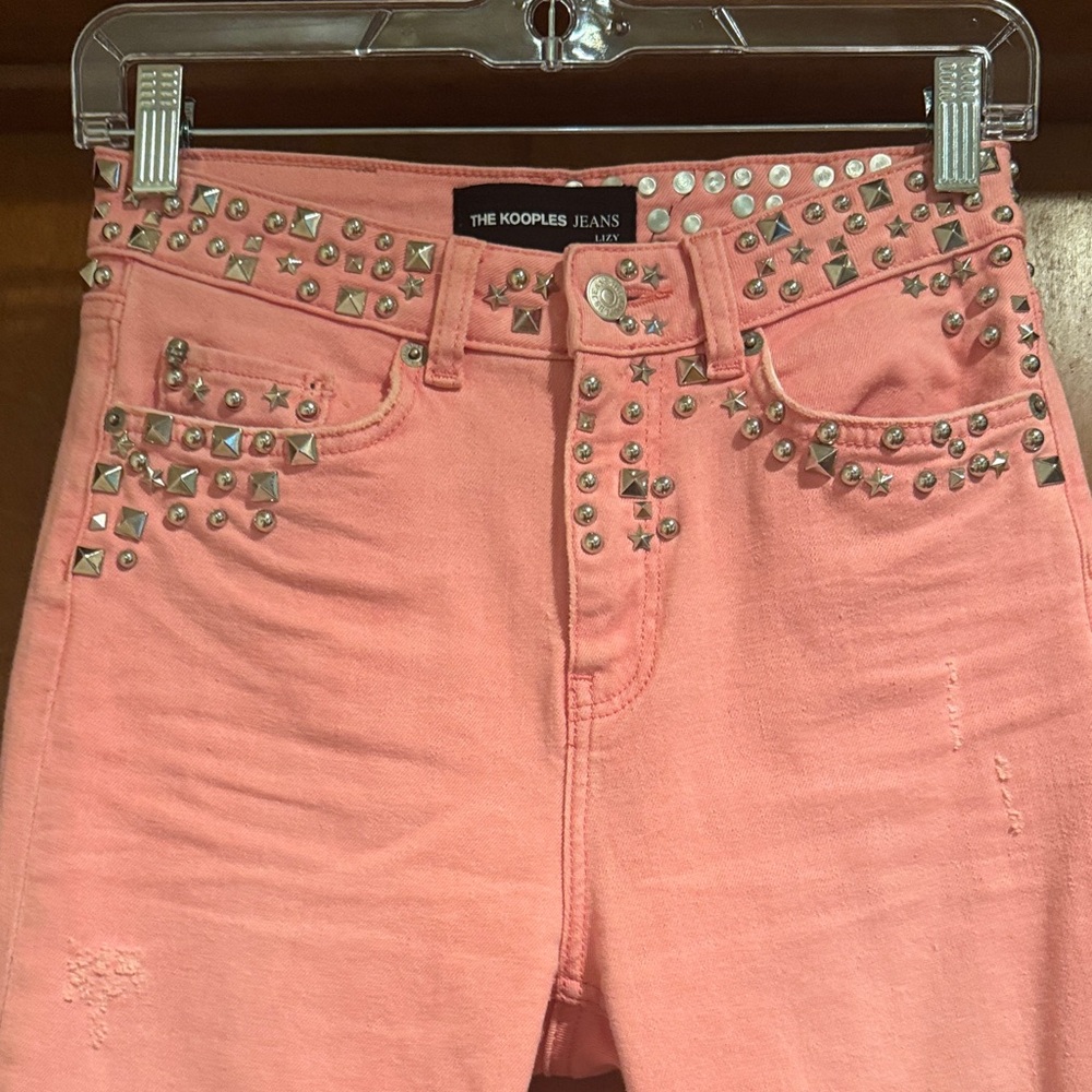 The Kooples Coral Studded High Rise Jeans